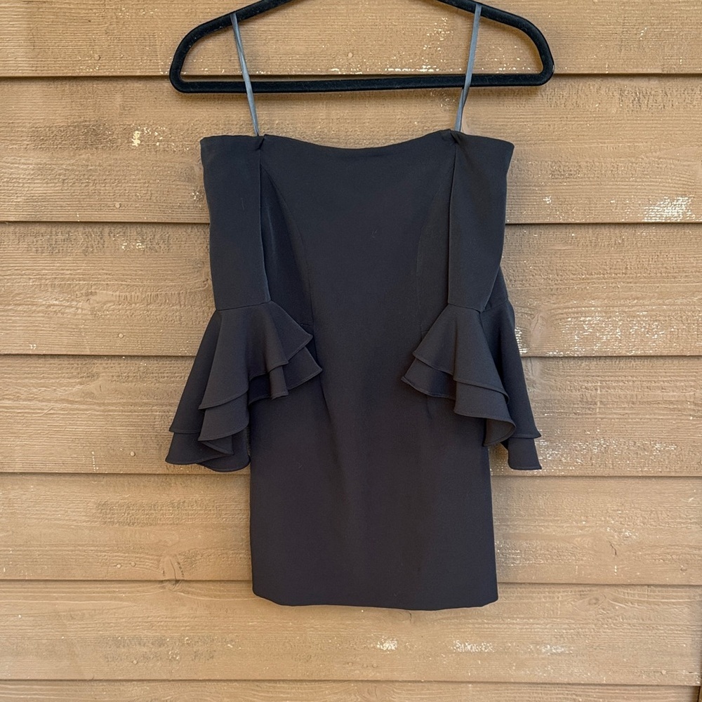 Milly Elegant Black Dress with Ruffled Sleeves